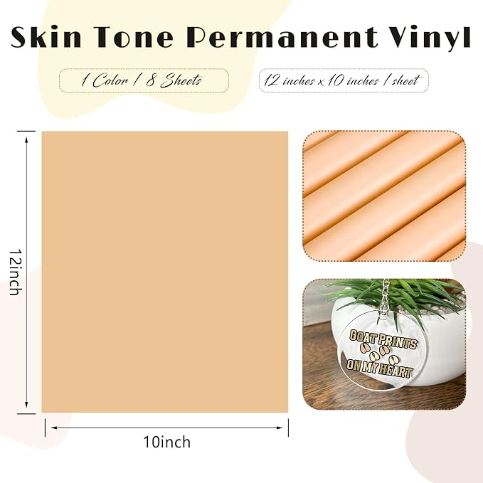 Tintnut Skin Tone Permanent Vinyl 8 Sheets 12''x10'' Pastel Adhesive Vinyl |