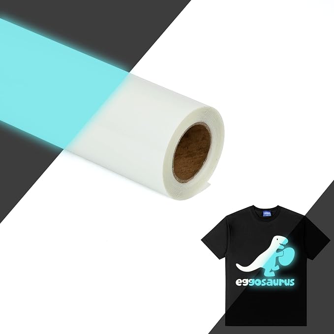 HTVVETUR Glow in The Dark HTV Heat Transfer Vinyl Roll 12 Inch by 20 Feet Iron