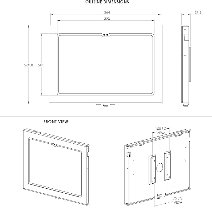 TABcare Locking Anti-Theft Metal Case for iPad Pro 13" for Kiosk, POS, Store, Show Display, Time Clock (Black, iPad Pro 13)