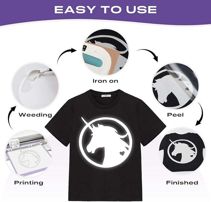 TUMIYA Heat Transfer Vinyl Reflective White HTV Roll, Reflective HTV Vinyl