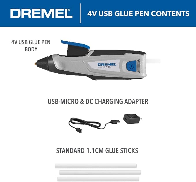Dremel HSGP-01 4V Cordless USB Rechargeable Hot Glue Pen Glue Gun, Fast