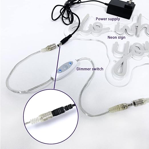 12V DC Sensitive Dimmer Switch for Led Light, Unique Female Male Led Dimmer Controller with 1 Female Power Jack Adapter, Brightness Adjustable for LED Strip Light, Neon Light, Neon Sign