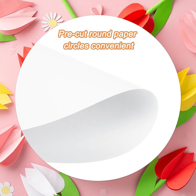 MECCANIXITY 60 PCS White Color Circle Cutouts Paper 10 Inch Round Card Stock