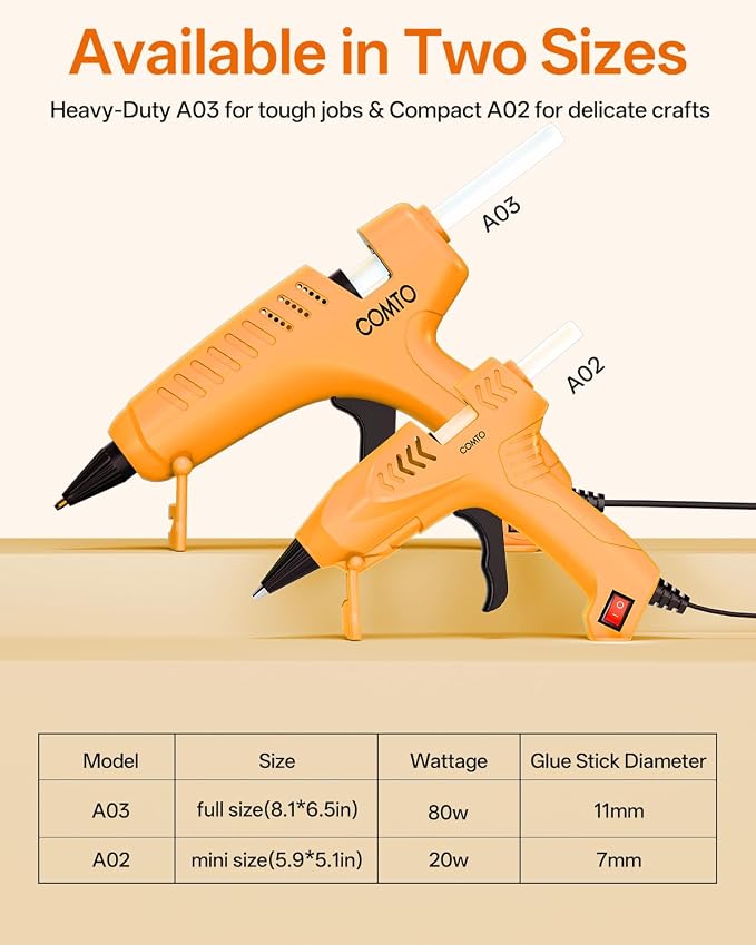 Full Size Hot Glue Gun with 10 Glue Sticks | 80W High-Power Fast Heating
