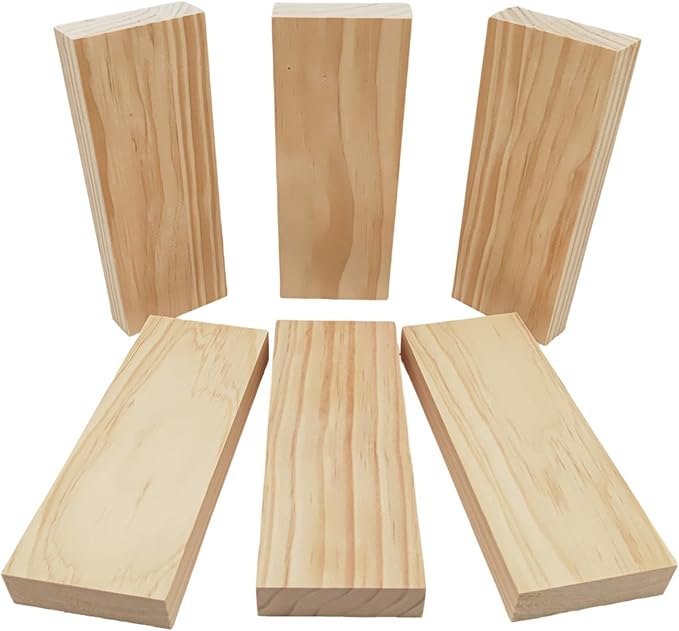 6PCS Rectangle Wood Boards Unfinished Wood Blocks