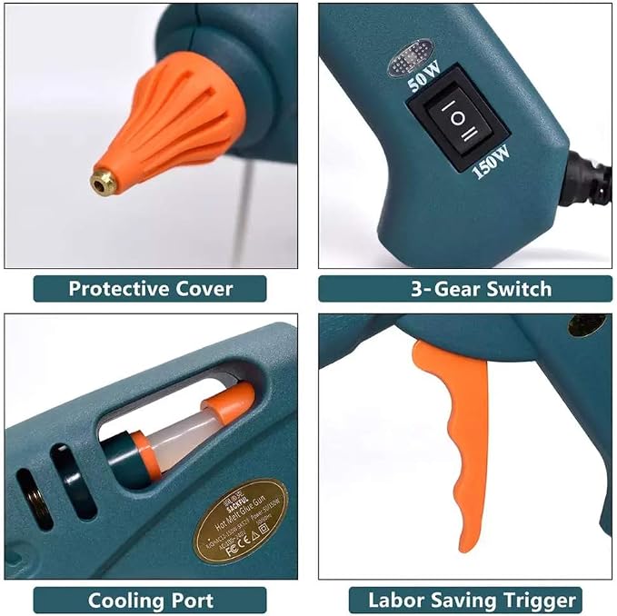 Full Size Hot Glue Gun Nozzle Set, 50/150 Watts Dual Power