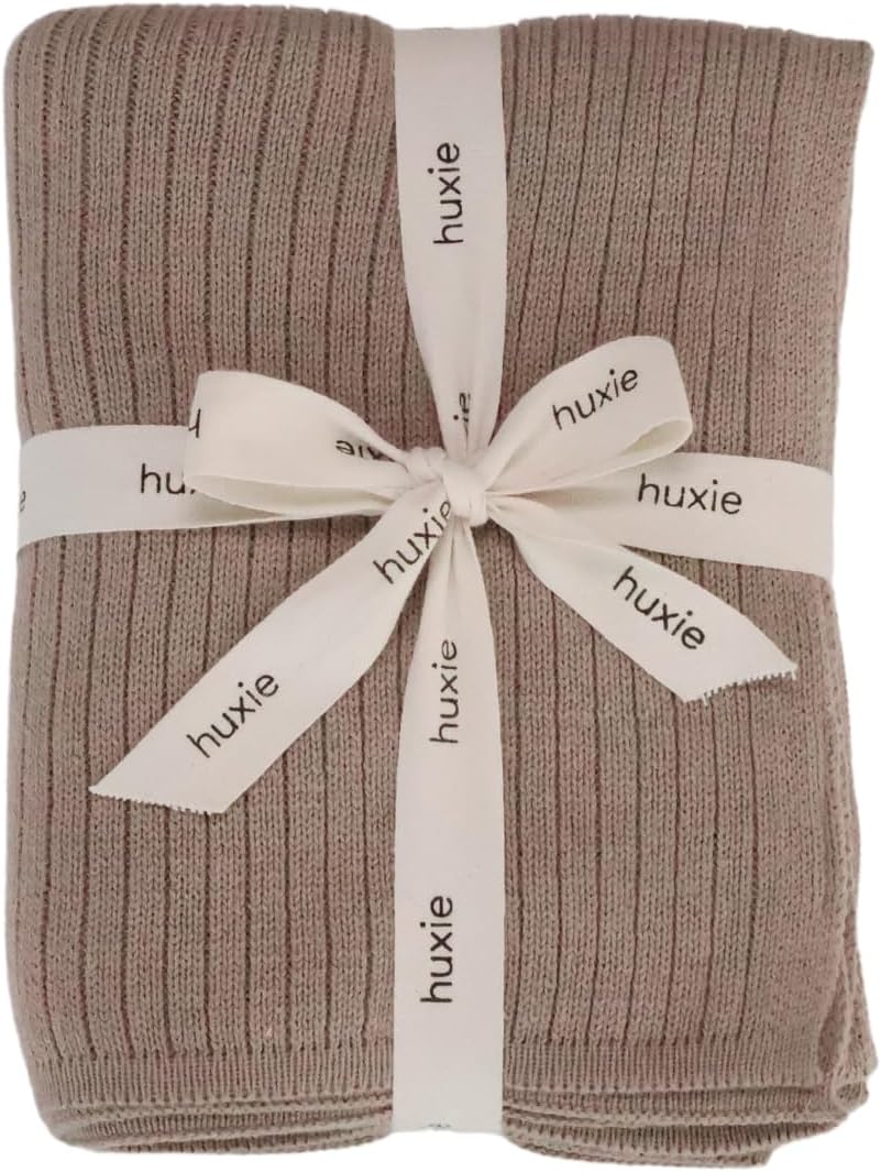 Knitted Organic Cotton Baby Blanket- Swaddle Blanket, 30" x 40" Soft Receiving Blanket for Newborn (Mochachino)