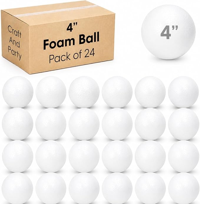 Evershine 24 Pack 4 Inch Craft Foam Ball
