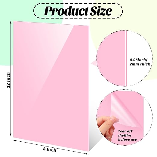 Remerry 24 Pcs 12 x 8 Inch Colored Acrylic Sheets, 12 Colors Opaque Panels