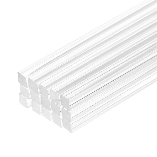 MECCANIXITY 30pcs Acrylic Square Rods 3mm x 250mm Clear Acrylic Dowel Rods
