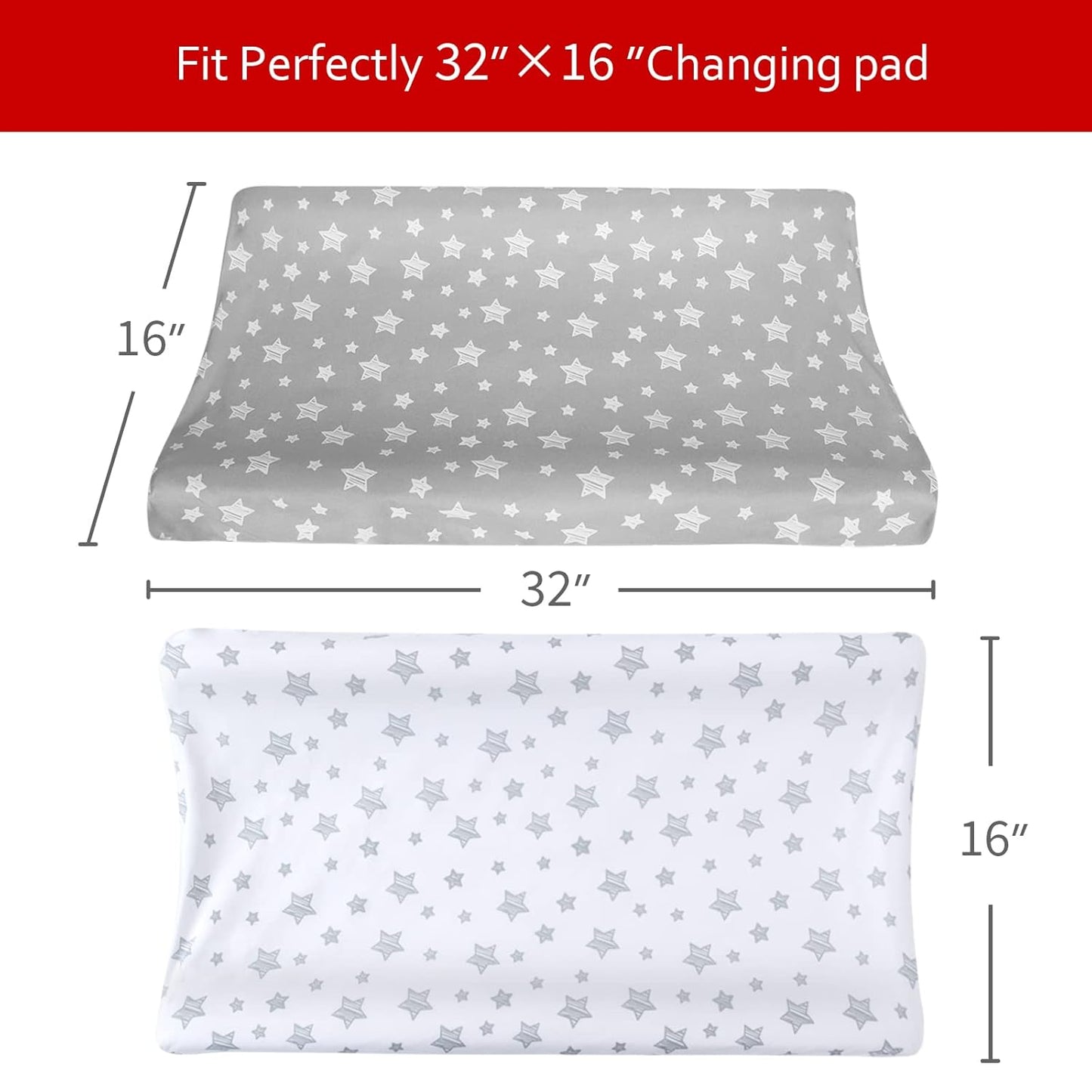 Changing Pad Cover for Boys 4 Pack, Lovely Print Soft Unisex Diaper Change Table Sheets, Fit 32"x16" Contoured Pad, Comfy Cozy 4-Pack Cradle Sheets