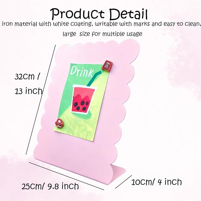 2 Pack Metal Pink Scalloped Magnet Display Board
