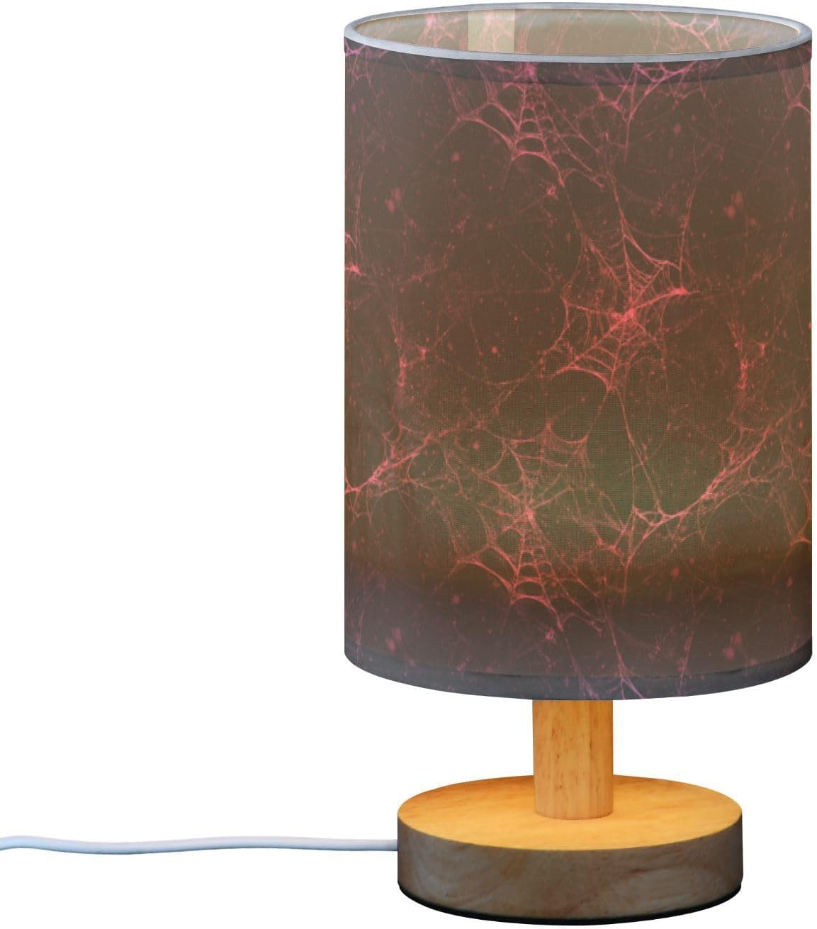 Halloween Pink Red Cobweb Table Lamp Bedroom Bedside Night Reading Desk Lamps Cylinder Nightstand Sleeping Light Lamp for Kids Living Room Office Decor