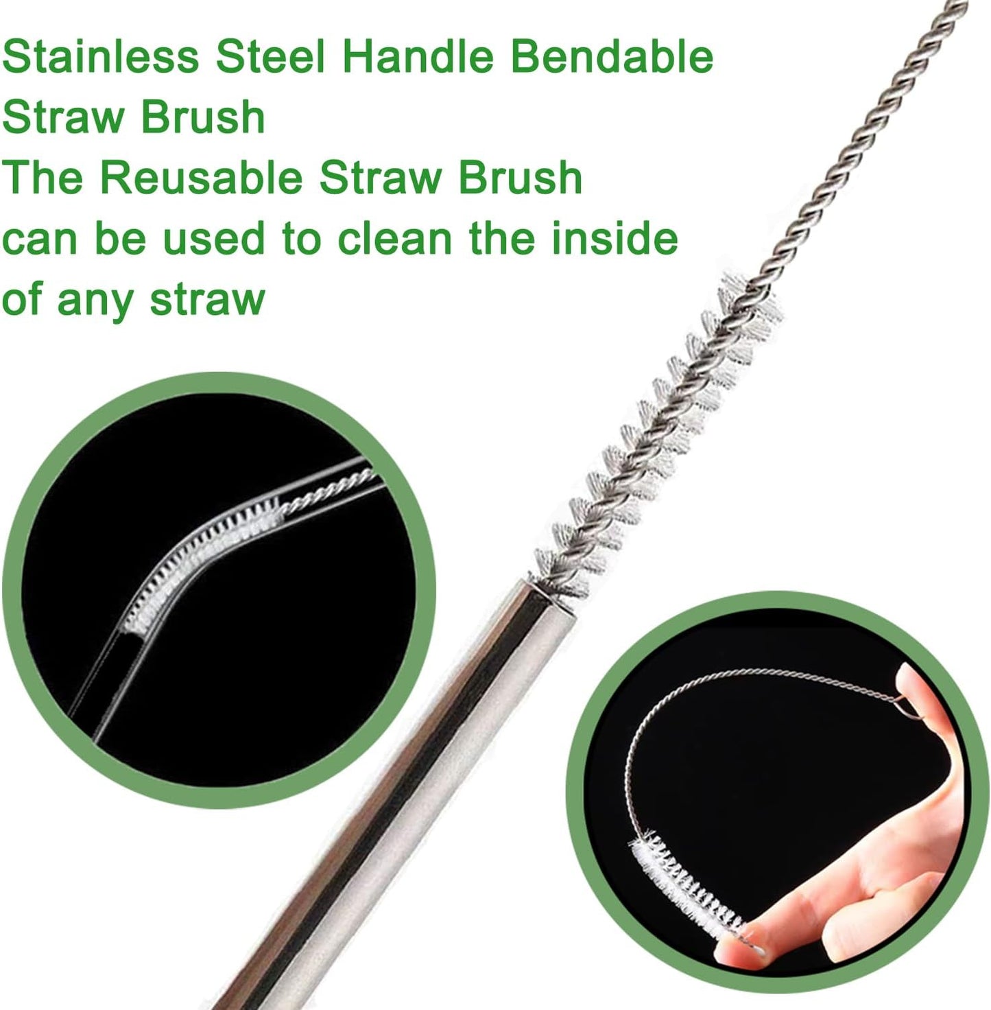 Straw Cleaner Brush Long 10 inch, 10-PCS Straw Brush of Bristles Diameter (5+8+12+16+20mm) for Cleaning Reusable Straws, Sippy Cup, Water Bottles, Tumblers, Tubes Clear Color