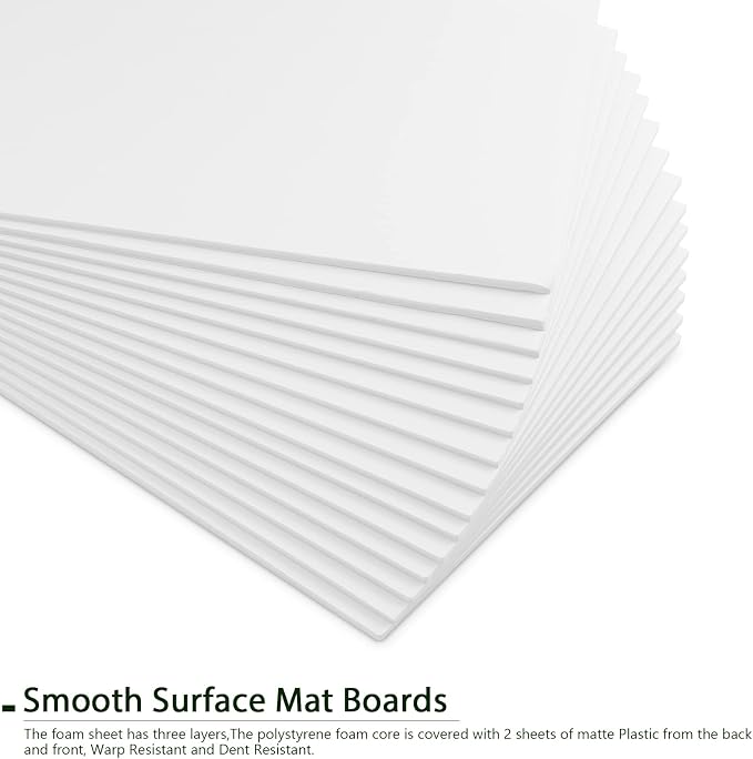 20 Pack White Foam Boards 12x16.5 inch, 3/16" Thick Foam Core Board