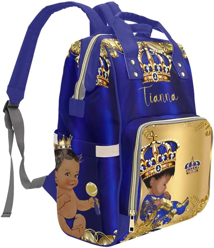 Gold Blue Hat Cute Baby Boy Diaper Bags with Name Waterproof Mummy Backpack Nappy Nursing Baby Bags Gifts Tote Bag for Women