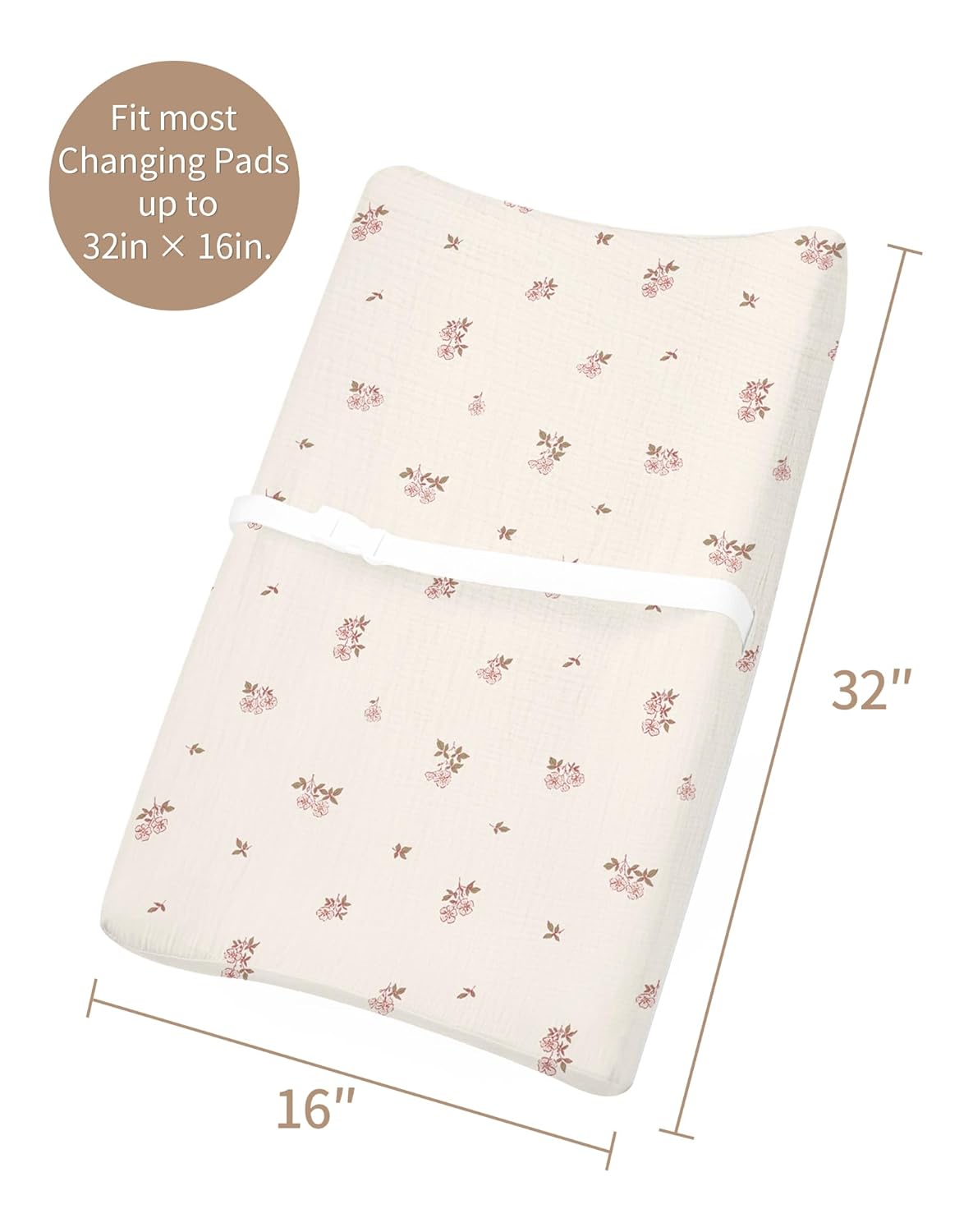 Changing Pad Cover for Baby Boy Girl 2 Pack, Muslin Changing Table Pad Covers with Boho Style, Neutral Nursery Bedding Essentials Soft and Breathable (Vintage Blossom & Pink)