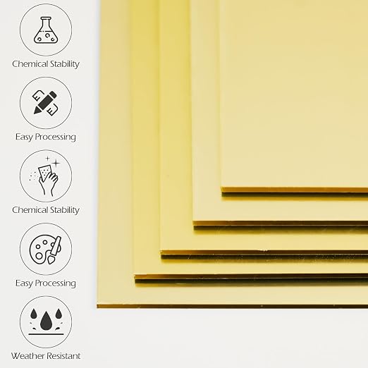 Gold Mirror Acrylic Sheets, 2 Pack 12" x 12" Square Acrylic Sheets 1/8" Thick