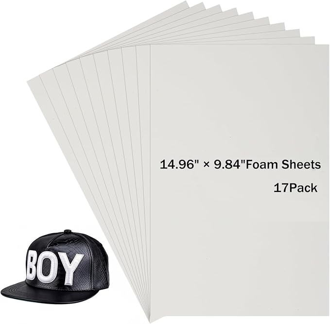 Funria 17pcs 3mm Puff Embroidery Foam 9“ x 12”, Creates a 3D Embroidery Effect