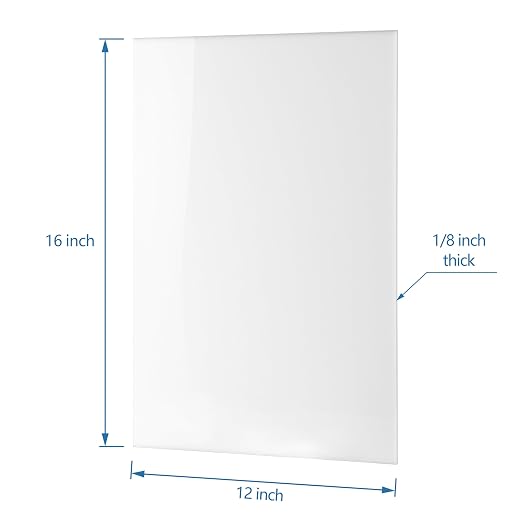 KAITELA White Cast Acrylic Sheet 12" x 16" x 1/8" Thick, Laser Cutting