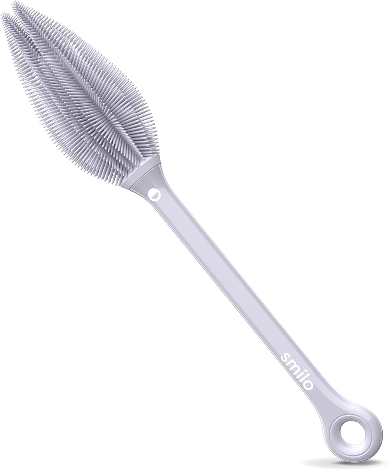 Smilo Silicone Baby Bottle Brush - Soft Touch Baby Bottle Cleaner with Flexible Twin Tip to get Cups, Glasses and Baby Bottles Extra Clean - Food-Grade Silicone, Dishwasher Safe & BPA-Free - Gray