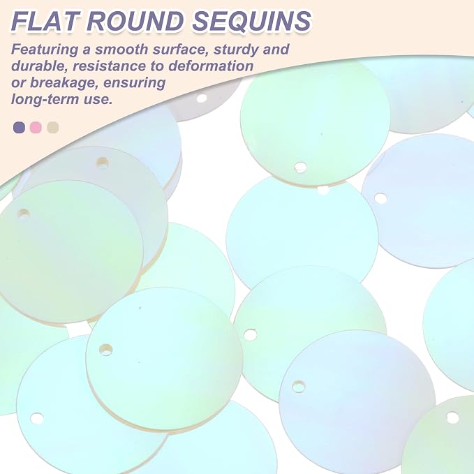 MECCANIXITY 700 Pcs Flat Round Sequins 15mm/0.6 Inch Loose Paillettes Craft