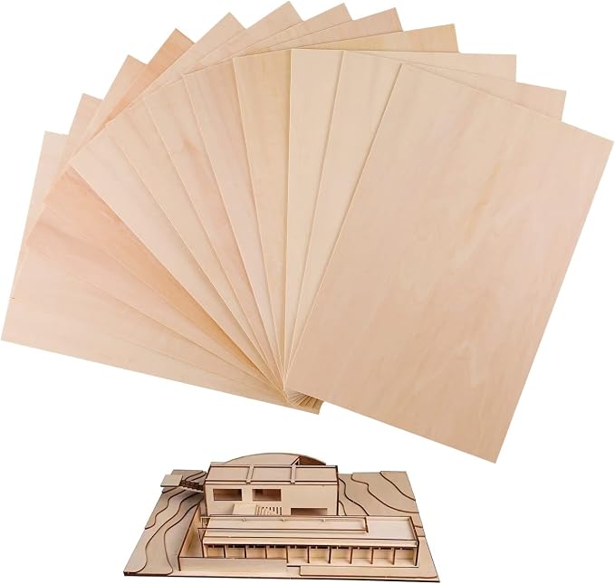 12 Pack Basswood Sheets 1/8 x 8x12 Inch Thin Plywood Sheets