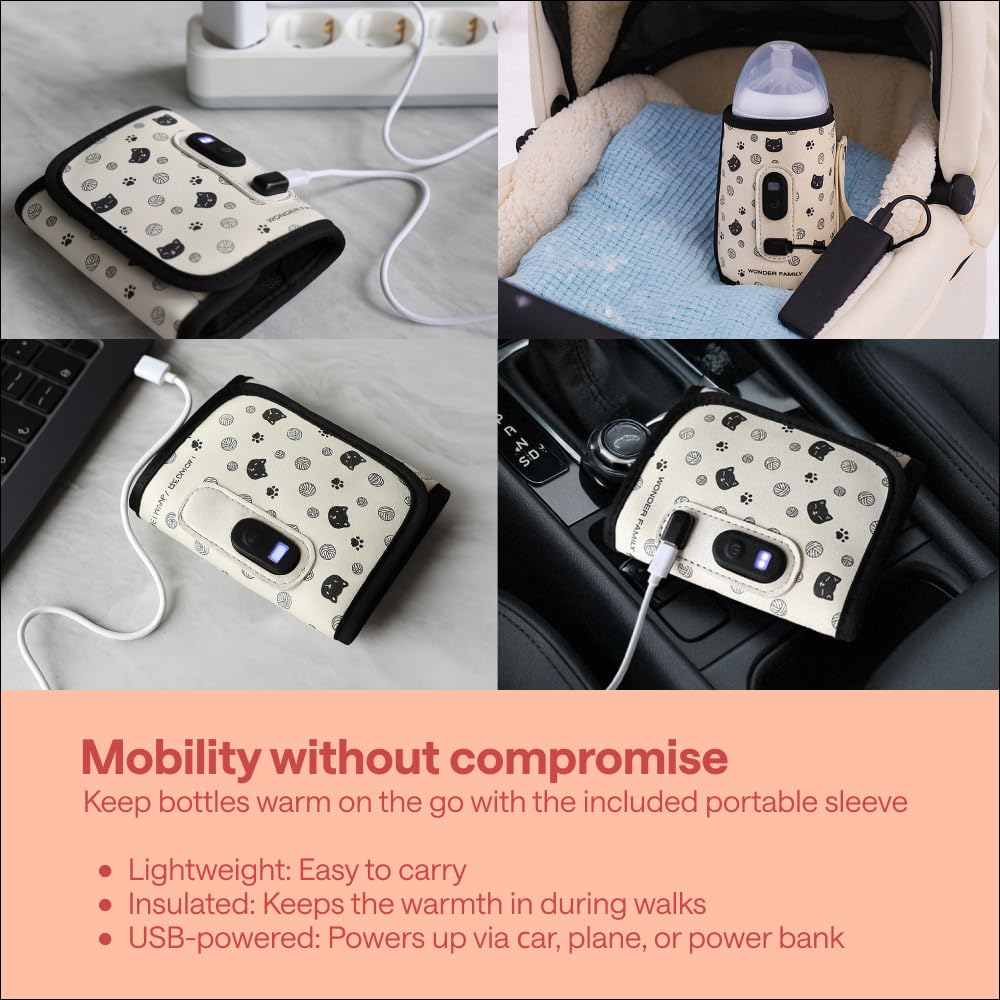 Portable Baby Bottle Warmer for Breastmilk & Formula – 4-in-1 Defrost, Food and Breast Milk Warming, Thermos – On The Go Heater for Travel, Car, Home – Portable Milk Warmer for Baby