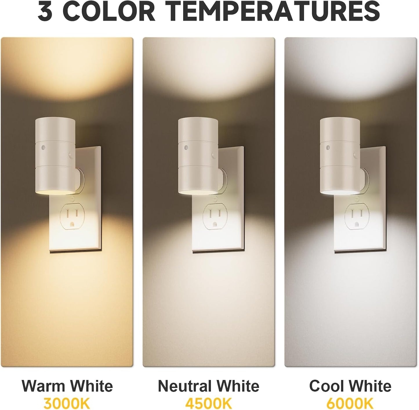 NIORSUN Night Lights Plug into Wall, Dimmable with 3 Color Modes & Auto On/Off Sensor, Ultra-Slim Nightlight for Hallway, Bathroom, Bedroom, Nursery, Kitchen (8 Pack, White)