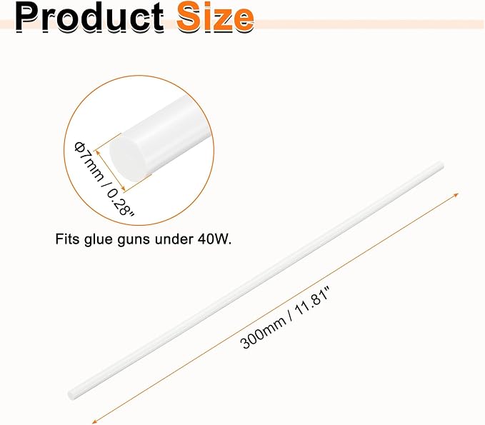 HARFINGTON 10pcs Hot Glue Sticks 0.28" Dia x 11.81" Long EVA Mini Hot Melt