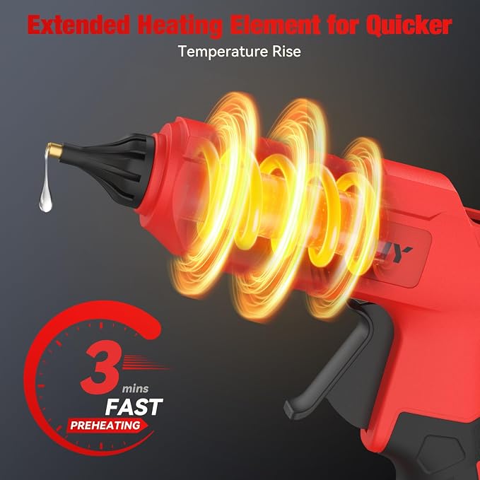 Cordless Hot Glue Gun for Mil-waukee M-18 Battery - 100W Hot Glue Gun and 35PCS