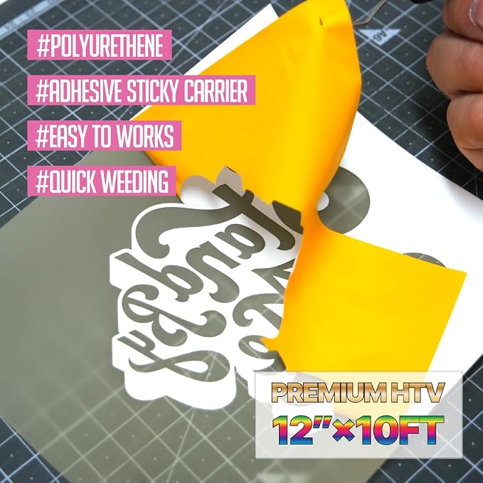 PU Heat Transfer Vinyl 12"×10ft Roll Yellow – HTV