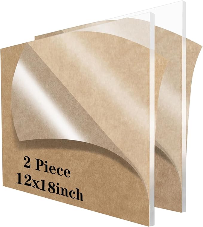 2 Pieces 12 x 18 Cast Acrylic Sheet Plexiglass Sheets 1/8 inch Thick Clear