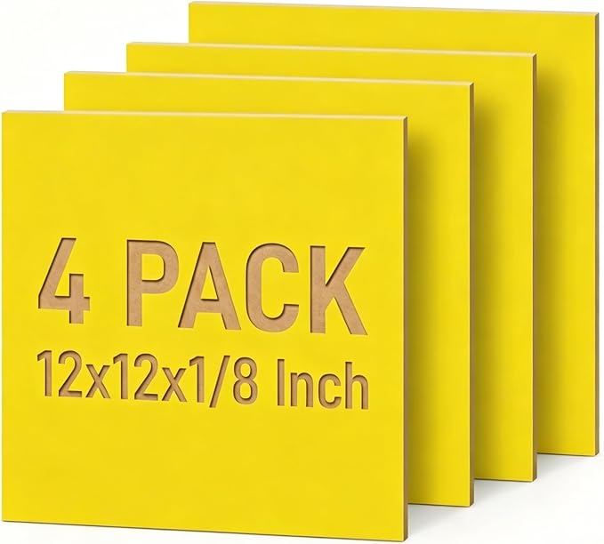 4 Pack Yellow Basswood Sheets for Crafts, DIY Ornaments & Architectural Models
