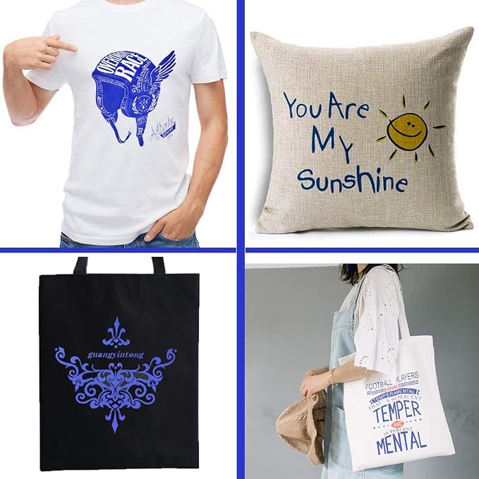 guangyintong Heat Transfer Vinyl Blue HTV Rolls, Matte Surface PVC Material