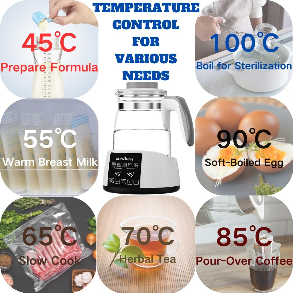 Baby Bottle Warmer,Electric Kettle Water Warmer,Temperature Control Kettle,Formula Water Warmer Temperature Control, Multi-Temperature Control for Formula, Breastmilk, Tea, Coffee, Sterilizer