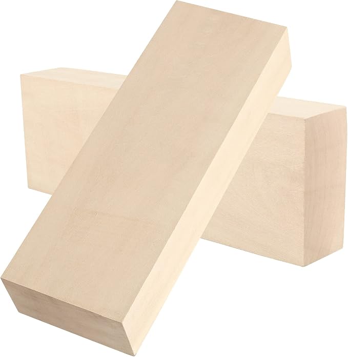 JAPCHET 2 Packs 10 x 3.5 x 1.7 Inch Basswood Blocks, Natural Unfinished Blocks