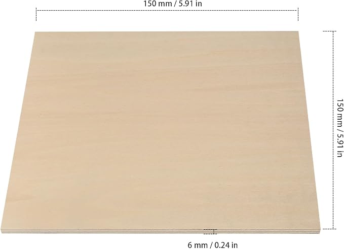 20 PCS 6x6 Inch Basswood Sheets, 1/4 Thick Unfinished Plywood Sheet, Wooden