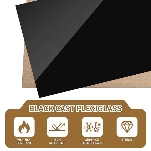 Lesnlok 6 Pieces 4 x 6 Black Acrylic Sheet 1/8 inch Thick 3mm Black Plexiglass