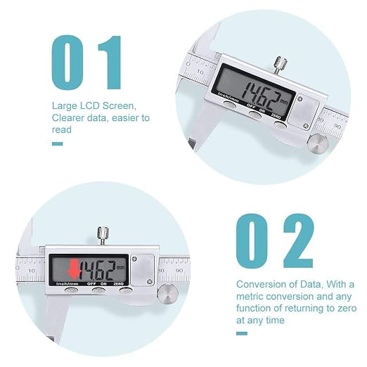 Digital Caliper Measuring Tool, Stainless Steel Vernier Caliper Digital