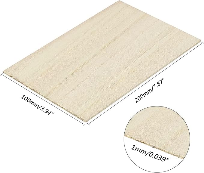 Basswood Sheet 12 Sheets 200x100x1mm Unfinished Balsa Wood