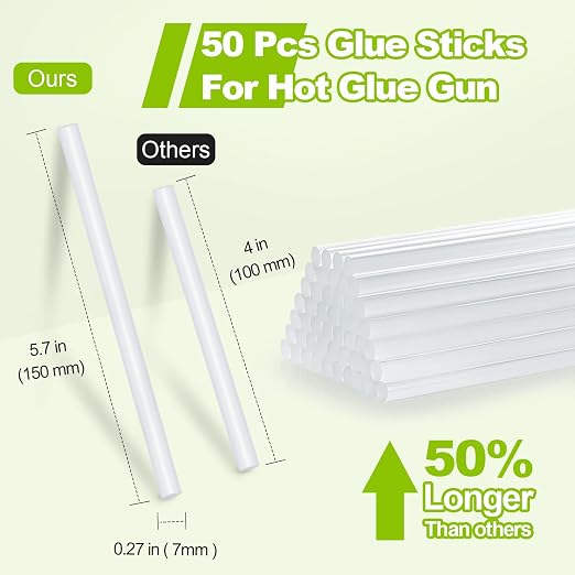 50 Pack Mini Hot Glue Sticks, Hot Glue Gun Sticks