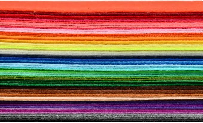 BUYGOO 60Pcs Stiff Felt Fabric Sheets, 8 x 12 inches Craft Felt Sheets Assorted