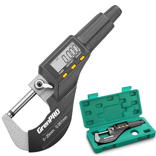 GRENPRO Digital Micrometer Measuring Tool, Professional Inch/Metric Precision