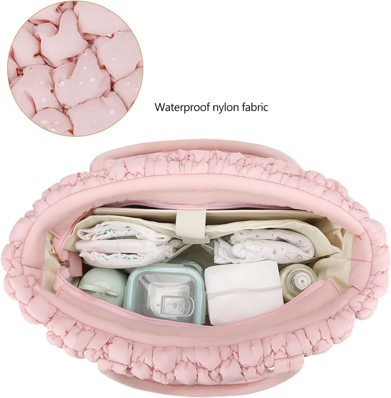 Lmbabter Puffer Quilted Tote Large Diaper Hobo Mommy Bag Hold 16“Laptop Stylish Cloud Handbag Carryall Daypack Travel Work