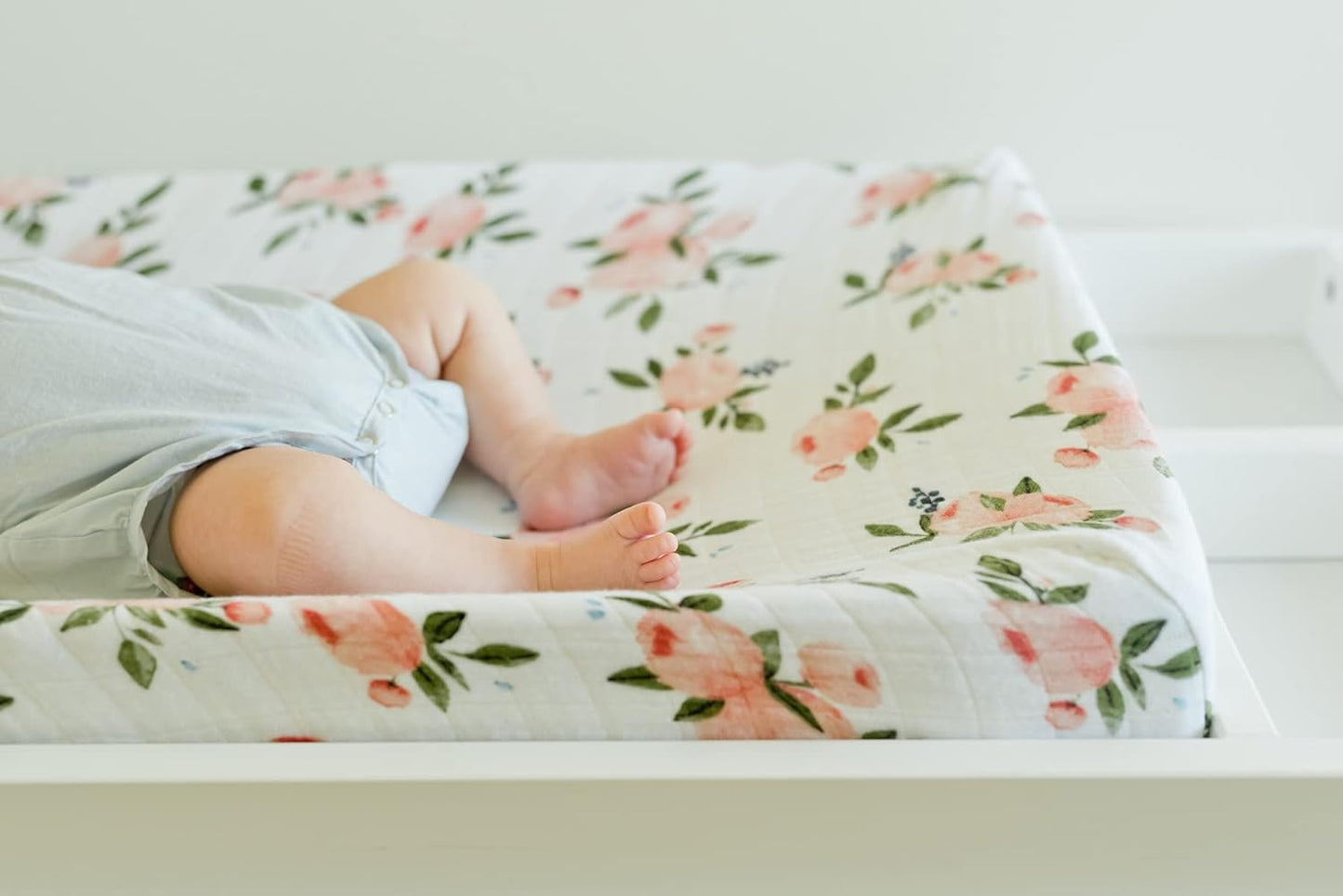 Little Unicorn Premium Changing Pad Cover | Extra Soft & Breathable Muslin Fabric (Watercolor Roses)