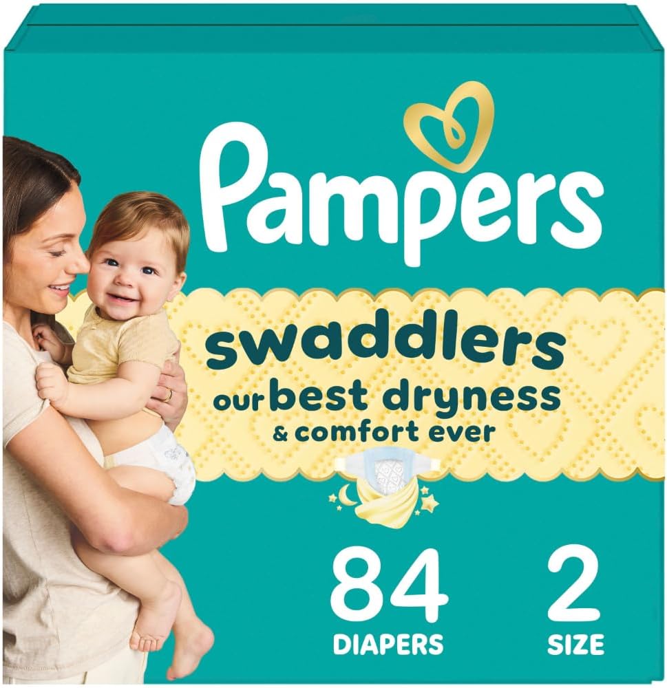 Pampers Swaddlers Diapers, Size 2 (10-22 lbs), 84 Count, Absorbent, Keeps Baby Dry and Comfortable, Skin Safe Disposable Baby Diaper (Packaging May Vary)