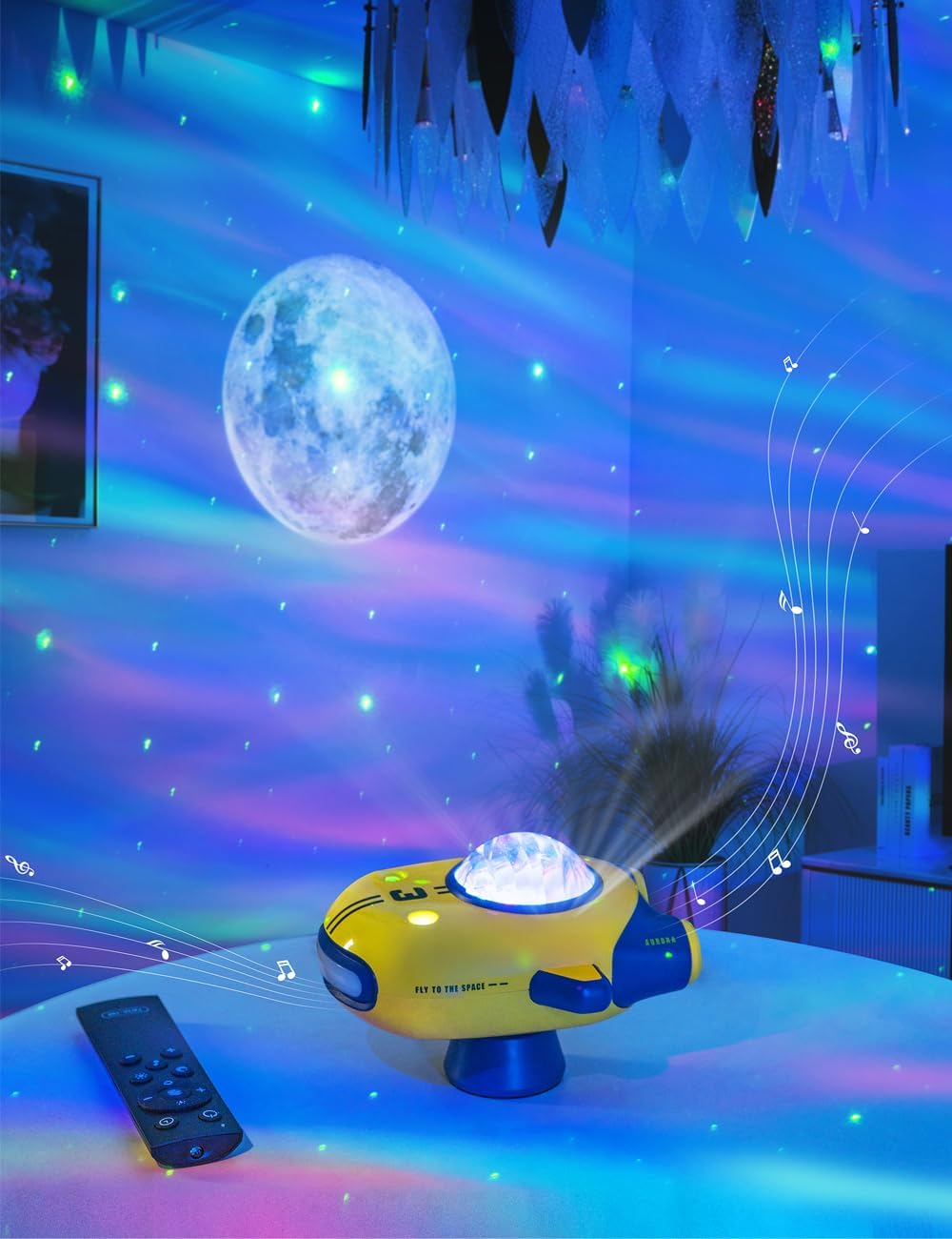 Galaxy Star Projector for Kids, 6 Colors & 5 White Noise Ceiling Night Light with Remote Control, Northern Lights Projector Gifts for Girls Boys Adults,Bedroom Party Decoration (Yellow)