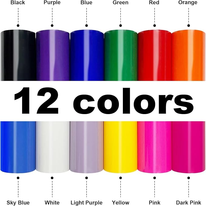 12Pcs DUEUIOE Puff Vinyl Heat Transfer 12x10Inch, Puff Vinyl Heat Transfer
