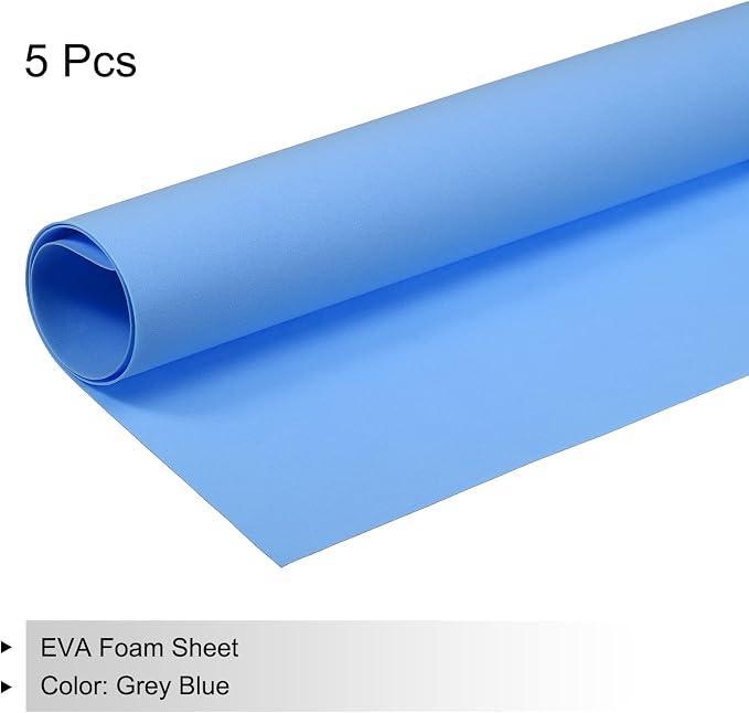 MECCANIXITY EVA Foam Sheets Grey Blue 19.7 Inch x 17.7 Inch 0.8mm Thick Crafts